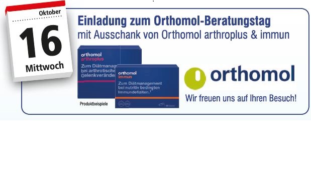Einladung zum Orthomol-Beratungstag am 16.Oktober 2019